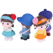 8 ピース/セット少年少女ミニモデルミニチュア樹脂ガーデンフィギュア愛好家の置物人形ケーキトッパー装飾、子供のおもちゃセットギフト(China)
