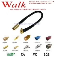 MMCX соединительный кабель джемпер: MMCX мужчины прямым углом к MMCX Женский прямо с RG174 кабель