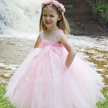children’s clothing girls flowers TUTU dress piano 2017 performance clothing birthday 2Y-10Y Pink cute bridesmaid dress
