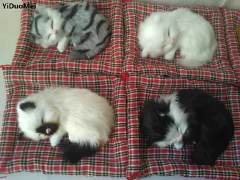 

about 13x10cm artificial cat polylene&furs sleeping cats one lot/ 4 pcs handicraft Figurines prop,home decoration toy gift a1200