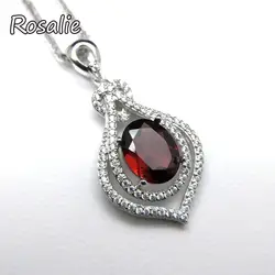 Розали, натуральный 3ct Мозамбик красный гранат хорошее качество драгоценный кулон ожерелье с цепочкой для женщин fine jewelry Хороший Мода