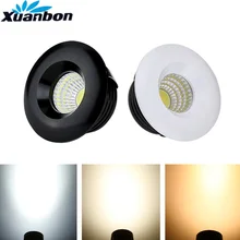 Белый, черный, 3 Вт Светодиодный точечный светильник, мини светодиодный потолочный светильник, cob потолочный светильник, AC85-265V, осветительная лампа для шкафа, прилавка, витрина с приводом