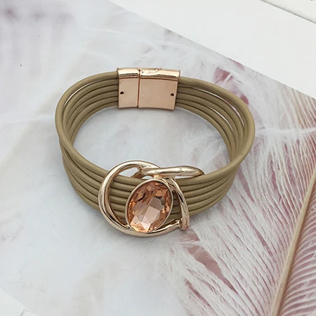 Большой роскошный браслет с кристаллами для женщин, простой удобный браслет с магнитной застежкой, новинка, модное ювелирное изделие - Окраска металла: Rose gold