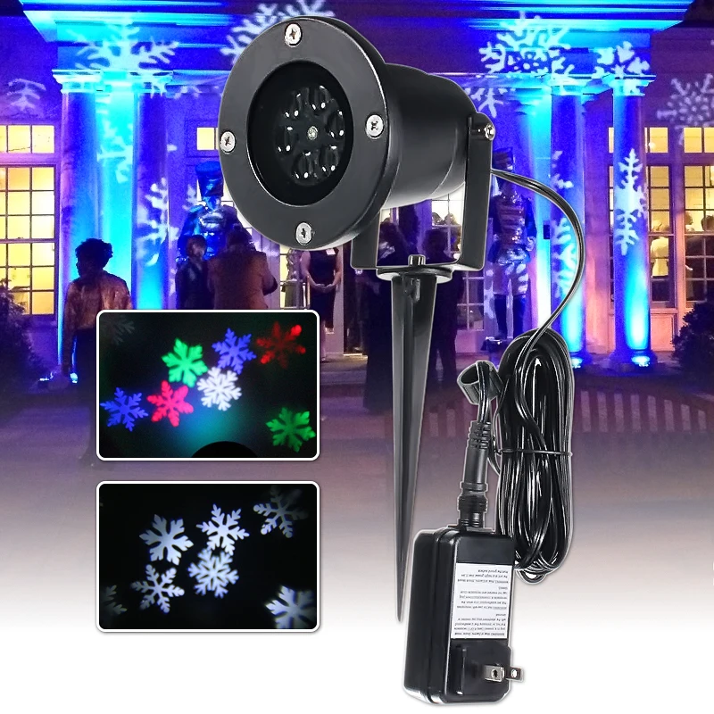 

Outdoor Moving Snowflake LED Landscape Projector Light Garden Yard RGB Lamp Waterproof IP65 110-240V US Plug