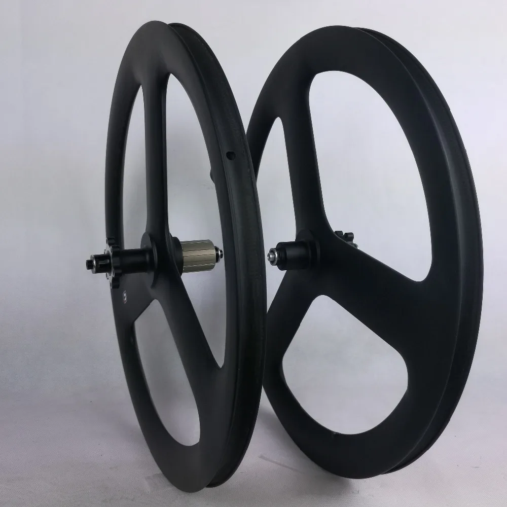 Flash Deal new design 3 spoke 451 carbon wheels 451 tri spoke BMX carbon wheelset clincher wheels 11s fixed gear wheels 2
