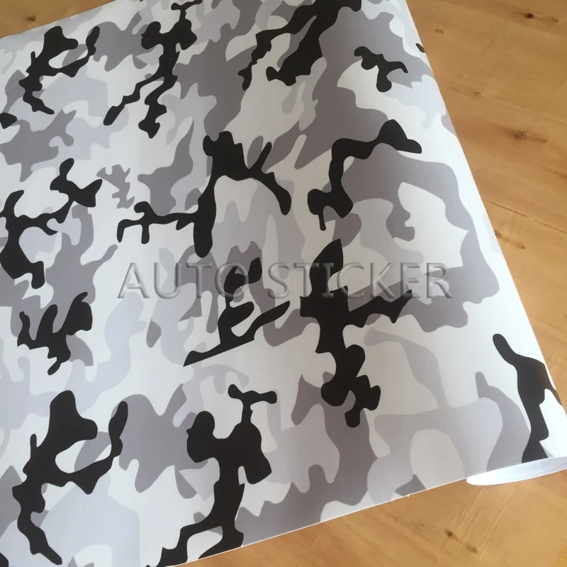 black white snow camo vinyl car wrap 5