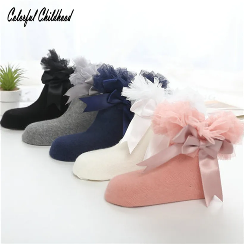 

0-6YLovely baby frilly ankle socks lace ruffle layers bow-knot design adorable girls leg warmers princess birthday party wear
