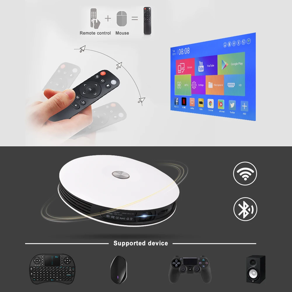 Портативный домашний кинотеатр TouYinger G4 Android DLP 2D в 3D проектор Wi Fi для телефона Full HD