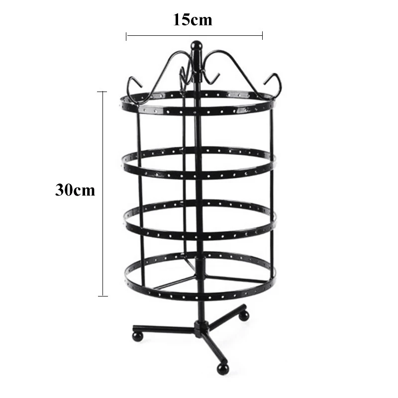 144 круглые отверстия вращающийся Ювелирная стойка черная металлическая для серег держатель Организатор стойки