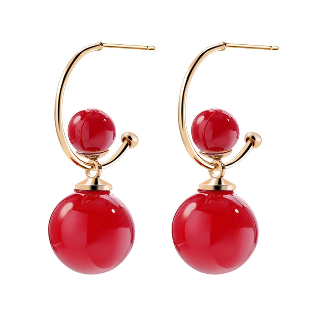 

Seven Candy Double Pearl Round Earrings Women Temperament Earring Fashion Jewelry 2019 Personality Wedding Accessories Korean