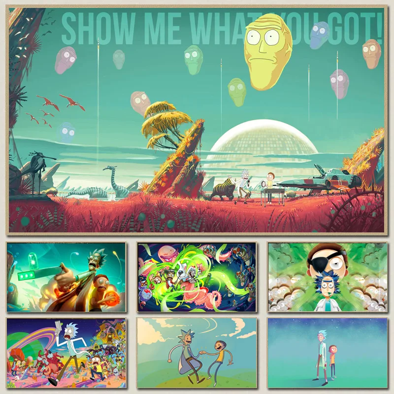 

Rick And Morty Anime Cartoon Wallpapers HD Canvas Posters Prints Wall Art Painting Oil Decorative Picture Modern Home Decoration