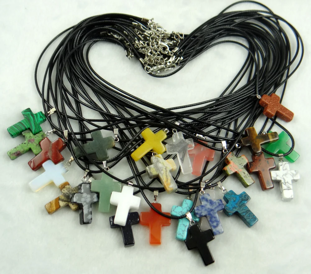Natural stone tiger eye Turquoises Quartz Crystal cross pendant for diy Jewelry making necklace Accessories 1pcs 4