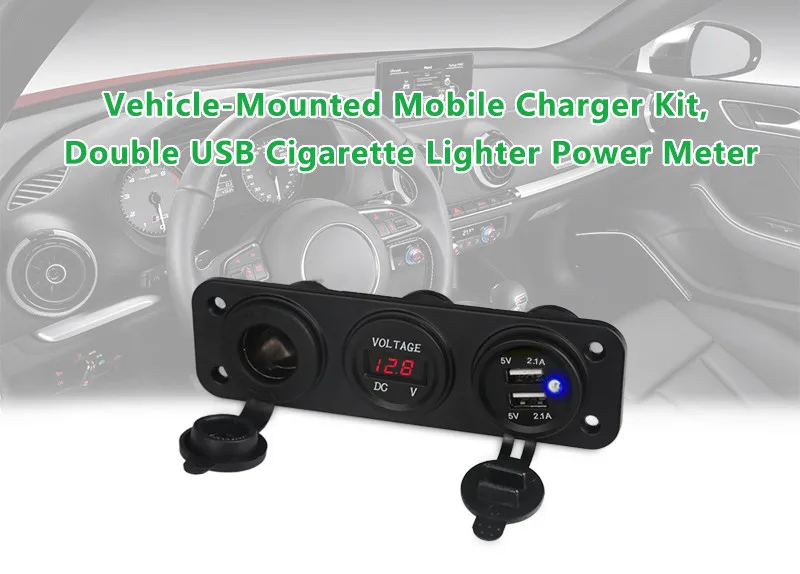 12 V/24 V автомобиль Зарядное устройство мотоцикл Plug Dual USB адаптер-Разветвитель Прикуривателя Цифровой вольтметр 3 отверстия Панель Мощность гнездо 4.2A