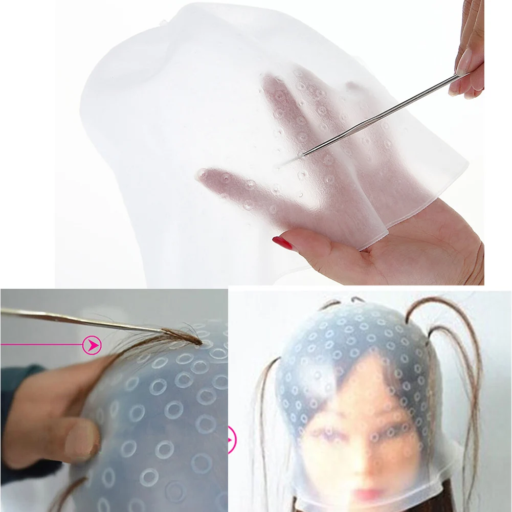 Popular Professional Salon Reusable Hair Colouring Highlighting Dye Cap Hat With Frosting Tipping Hair Color Styling 3
