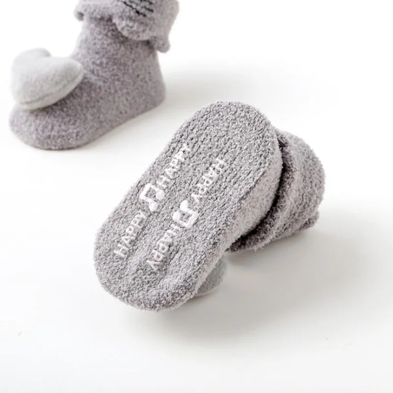 Новинка года; милые модные детские носки для малышей в форме сердца; плотные Нескользящие двусторонние бархатные носки для малышей