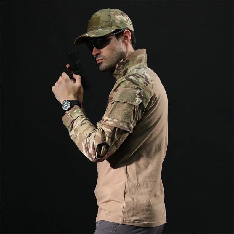 Армейская камуфляжная футболка с длинным рукавом, Мужская камуфляжная футболка, быстросохнущая футболка для походов, охоты, рыбалки, военная тактическая футболка, женская летняя футболка