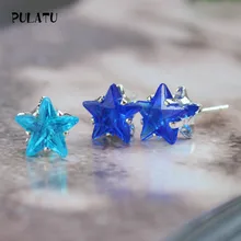 9 Color Hot Sale Star Earring For Girl 8mm Crystal Stud Earrings Geometric Rhinestone Minimalist Women Jewelry PULATU XX888