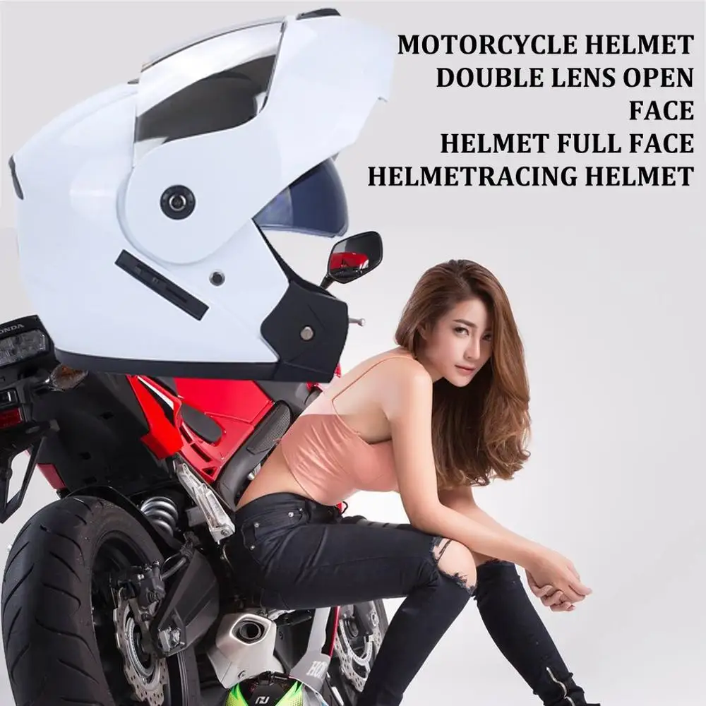 

Motorcycle Helmet Double Lens Open Face Helmet Full Face Helmet Racing Helmet Running Helmet Unisex Dual-Use Helmet