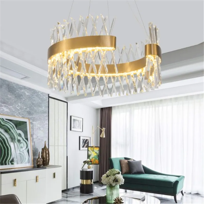 Золотой современный K9 хрустальный люстра светильник ing светодиодный Lustre De Cristal для гостиной роскошный круглый подвесной хрустальный светильник