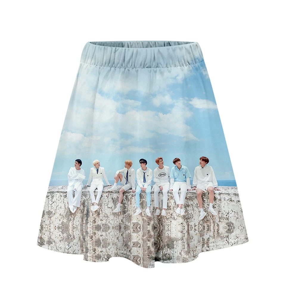 BTS 3D принт Harajuku Повседневный 2018 BTS новый стиль Harajuku поп юбки новые сексуальные Kpops Женские повседневные горячие продажи модные юбки Размер 4XL