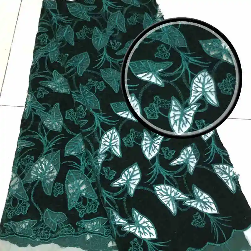 

2018Nigeria Popular Dresses Lace For Party Dress Latest Velvet Lace Fabric High Quality French net lace For Dress MD915 Green