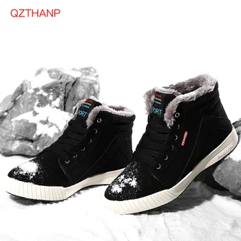 

Men Snow Boots Solid Color Warming Fabric Slip-on Boots Male Winter Outdoor Shoes Plus Size 39-47 Boots Snow Casual Breathable