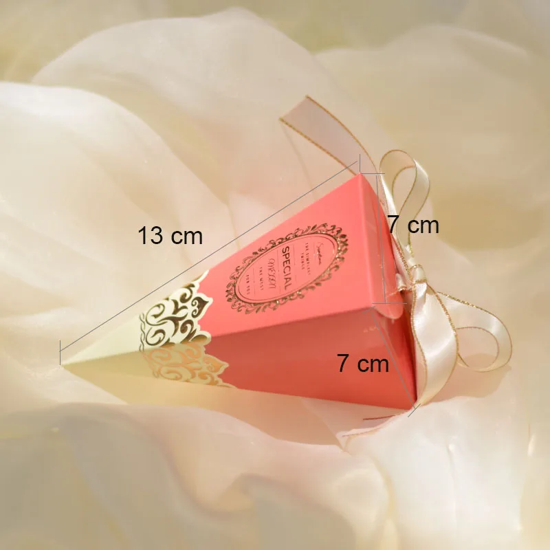 Новая треугольная коробка для торта бумажный подарочный пакет с лентой синий розовый красный зеленый подарочные упаковочные коробки свадебные украшения