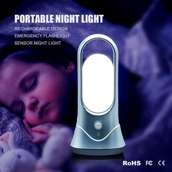 

Rechargeable portable bedroom LED night light PIR Mition Sensor Emergency flashlight Outdoor lighting Camping lamp