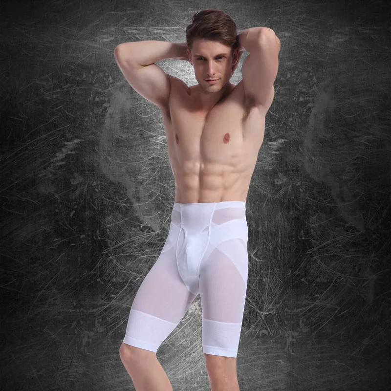 Для мужчин утяжкой бедер пластиковые Бодибилдинг форма Высокоэластичный, для фитнеса ноги упражнения шорты черный/белый - Цвет: Белый