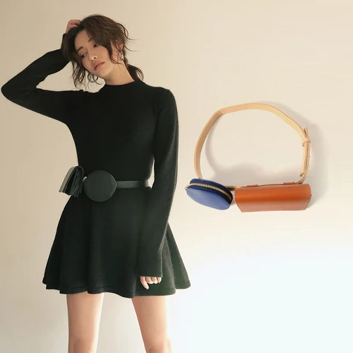 blue and orange Модный Цветной Кошелек для монет, геометрический пояс, сумка для женщин, Квадратный Круг, комбинированный дизайн, сенсорные поясные сумки - Цвет: blue and orange