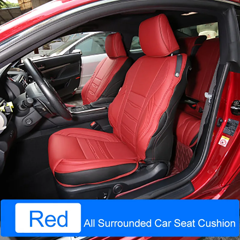 QHCP высококачественное кожаное покрытие для автокресла, дышащая, полностью окруженная, Всесезонная Подушка аксессуары, специально для Lexus RC200T 300 - Название цвета: Red