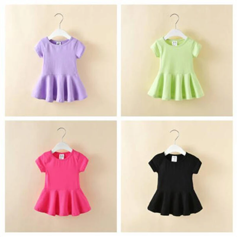 1Pcs Children's Girls Dress Summer Short-sleeved Cotton Baby Dress