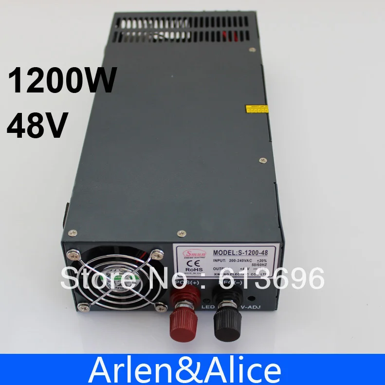 1200 W 48 V 25A Регулируемый 110 V вход одиночный выход импульсный источник питания для светодиодной полосы света AC к DC