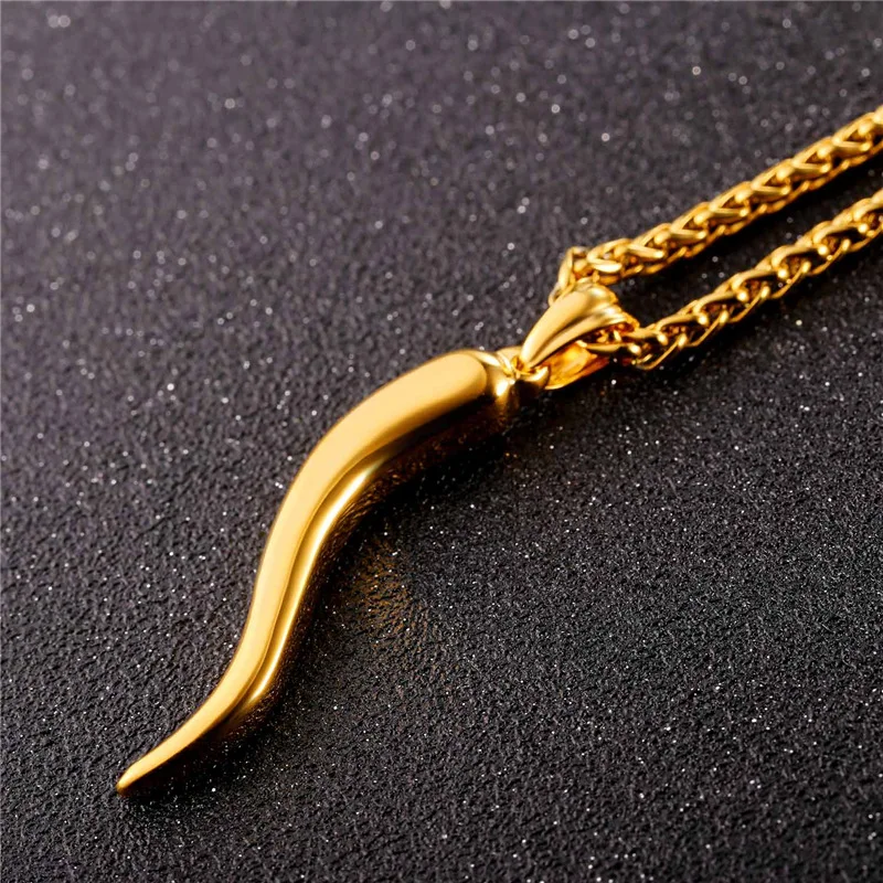 Collare, итальянский рог, ожерелье Cornetto, золотой цвет, Cornuto, ювелирное изделие, нержавеющая сталь, защита Cornicello, кулон P026