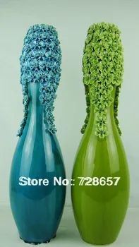 

Fashion and Simple Blue and Green Ceramic and Porcelain Vase with Glazed Surface and Handmade Pinched Flower