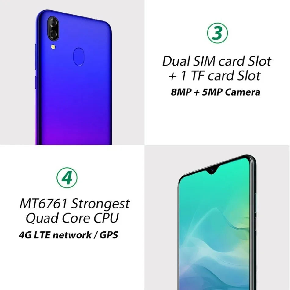 Blackview A60 Pro Smartphone Mobile Phone 6 088 Waterdrop Screen 4G LTE 4080mAh Android 9 0 5
