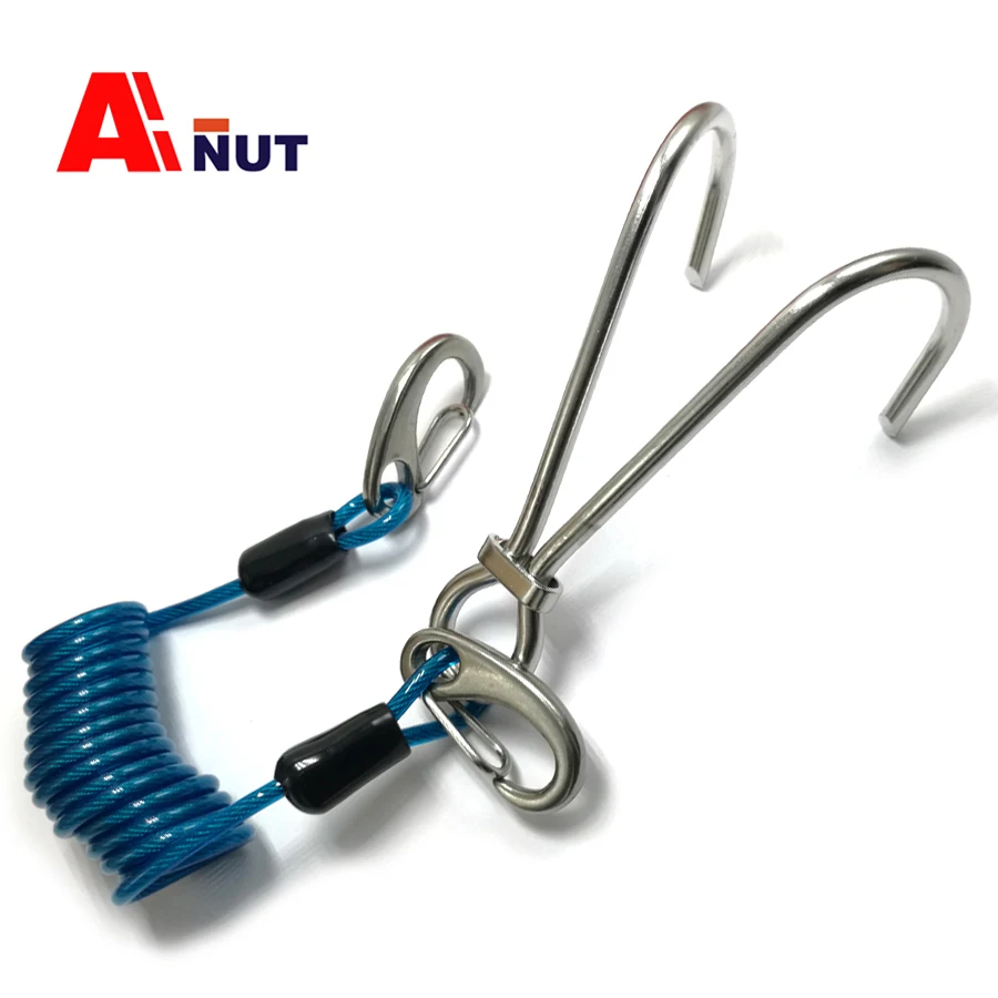 316 Stainless Steel Diving Double Hook , Spring wire rope Reef hook