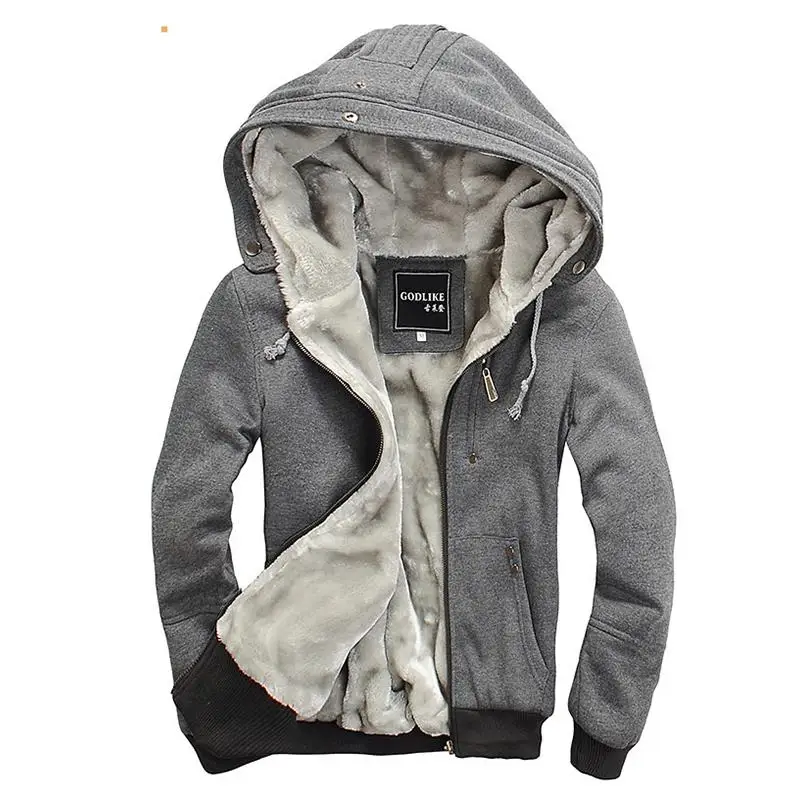 Mens Fur Lined Hoodie Cotton Hooded Warm Jackets Hoodies And ...