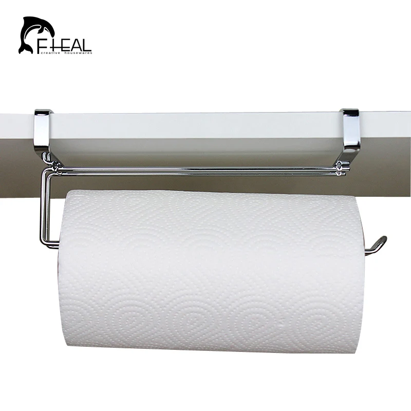 

FHEAL Stainless Steel Kitchen Roll Paper Holder Bathroom Towel Organize Hanging Rack Wardrobe Cupboard Door Storage Hook Holder