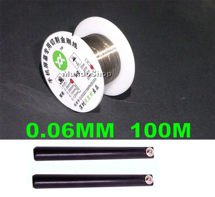 

Cheap 0.06mm Golden Molybdenum Wire Cutting line 100M with Wire tool Handle Bar for iPhone LCD Screen Separator Repair tools