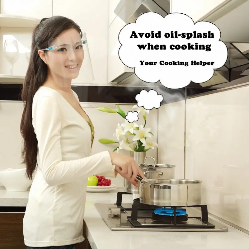 Creative Oil-Splash Proof Mask Cooking Transparent Face Protective Shield Gadget Tool House Clean Dust Proof Mask Party