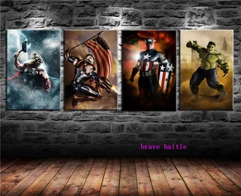 

The Avengers DC Vs Marvel 4 Panel Wall Art Oil Painting Poster Canvas Painting Print Pictures for Living Room Home Decor 134