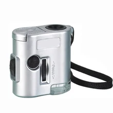 1 шт. мини 60X карманный микроскоп Ювелирные изделия Лупа Стекло Светодиодный УФ-светильник бренд