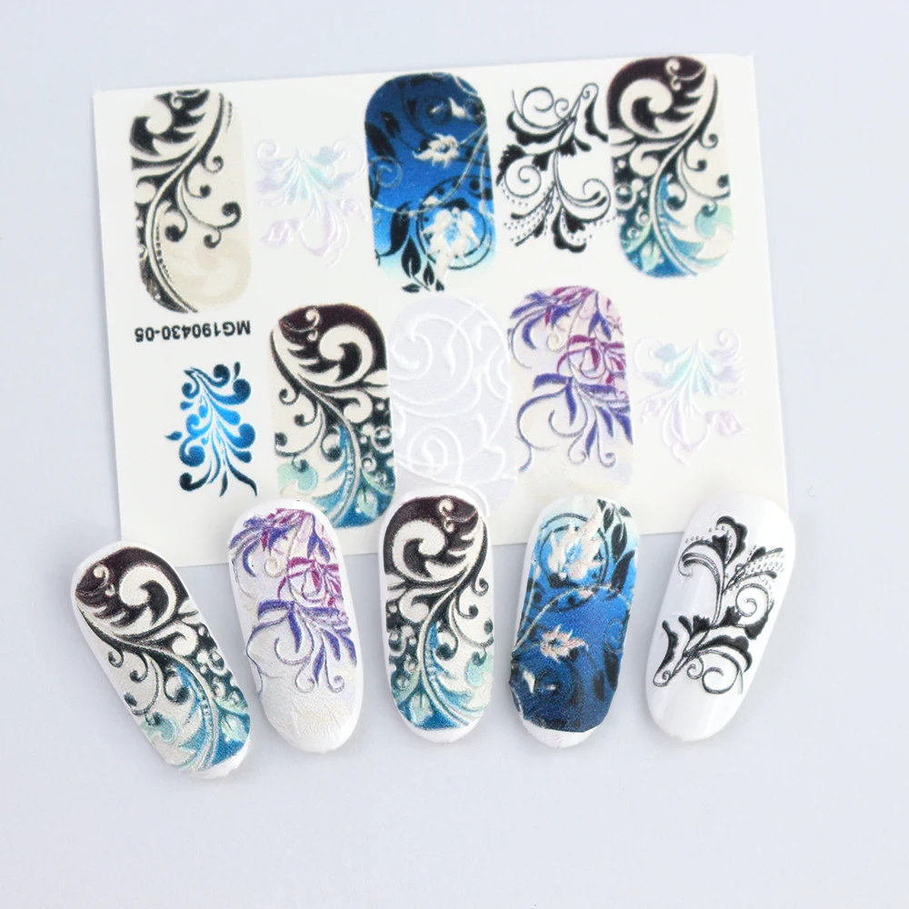 1 лист стикер s 3D акриловая Выгравированная наклейка с цветком для ногтей DIY Слайдеры для маникюра DIY клейкие наконечники для переноса Фольга для творчества