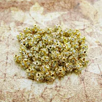 Free Shipping 100pcs Crystal Gold Tone 6MM Spacer Beads transparent Rhinestone Ball Pave Beads Charms Jewelry Makings Xjgz0019