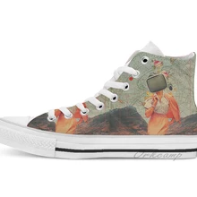 Антарктическом вещания Высокие парусиновые туфли на плоской подошве; повседневная обувь на заказ; Прямая