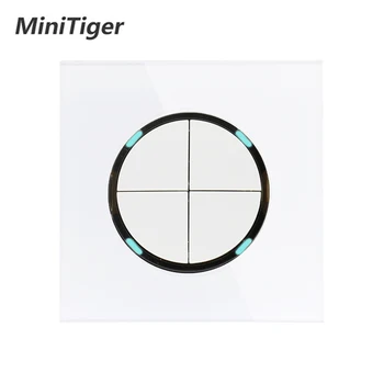 

Minitiger 2019 New Arrival Crystal Glass Panel 4 Gang 1 Way Random Click On / Off Wall Light Switch With LED Indicator