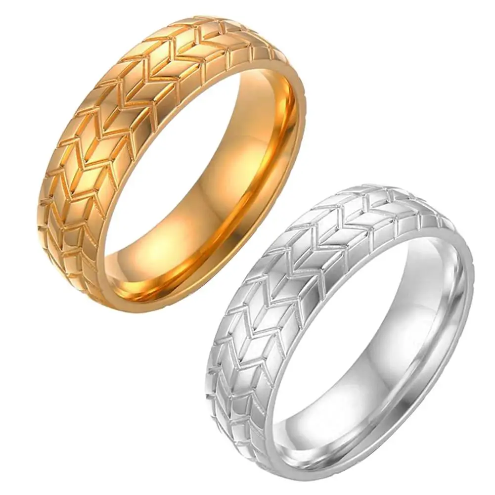 

Hot Men Biker 6mm Car Tire Tread Band Ring Stainless Steel Finger Jewelry Gift