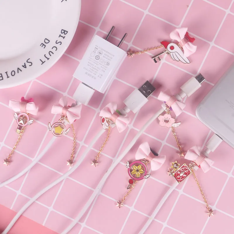 

Card Captor SAKURA Sailor Moon Cosplay KINOMOTO SAKURA USB Charger Cable Winder Headphones Protective Case Saver Data Line