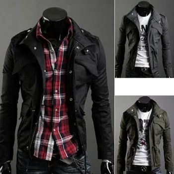 

New 2019 mens military style jackets single breasted stand collar cotton jacket men plus size jaqueta masculina JK1